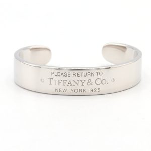 Tiffany Bangle Return to Narrow Cuff 2P Diamond Sterling Silver 925 Bracelet Women’s TIFFANY & CO - Photo 1