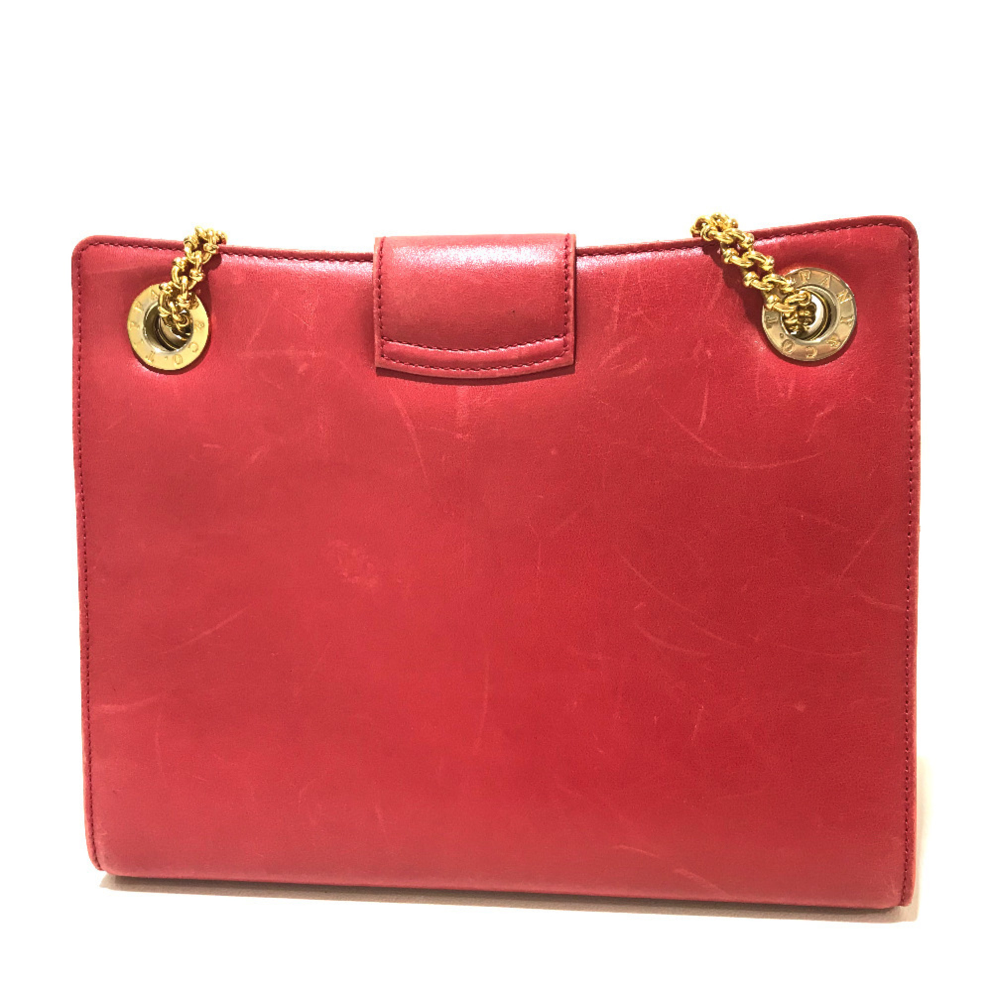 TIFFANY & Co. Vintage Tiffany Logo Bag Pochette Chain Shoulder Leather Women’s Red - Photo 2