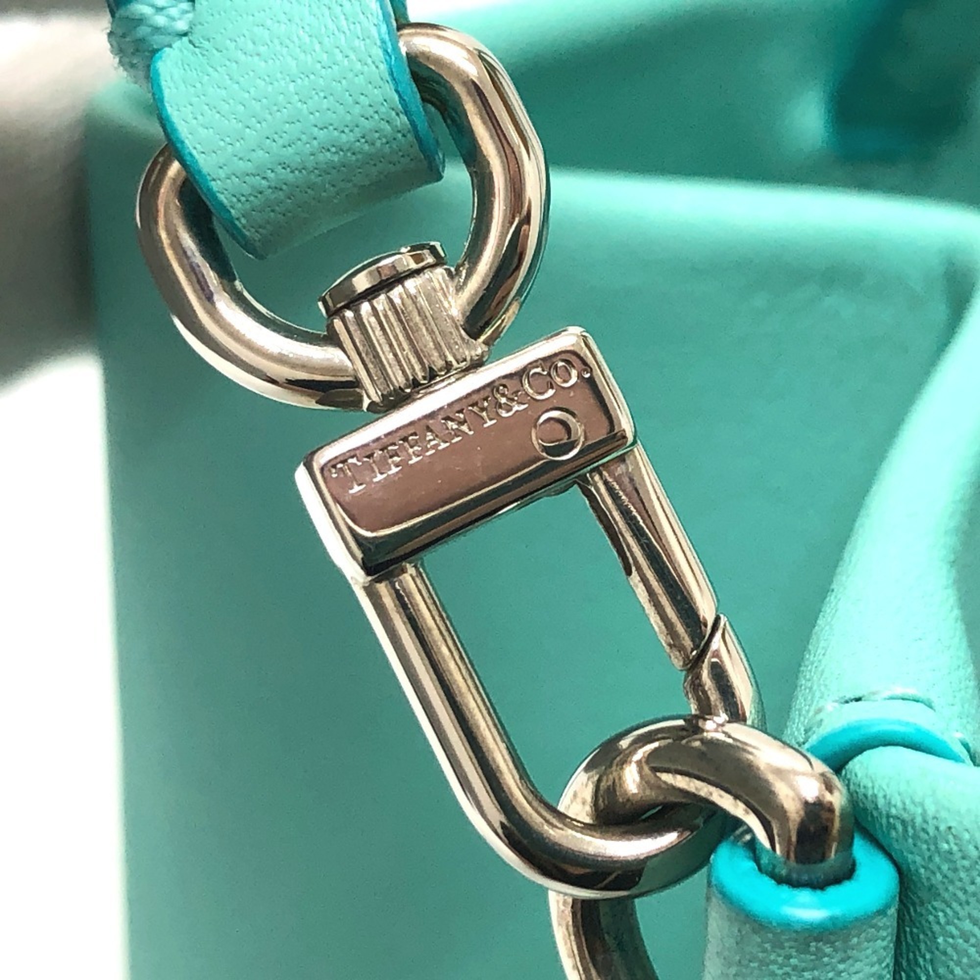 TIFFANY & Co. Tiffany Cat Street Small Shopping Tote 2-Way Bag Shoulder Handbag Leather Women’s Blue - Photo 11